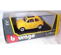 burago yellow fiat 500 F car 1:24 scale diecast model