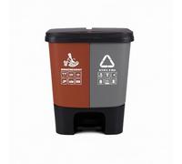 BURAKH 16L 20L 40L Recycling Pedal Bin Double Compartment Food Garden Kitchen Waste Bin | Recycling Bin Home Bedroom Bathroom Kitchen (Brown & Grey, 20L)