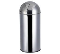 BURAKH 18L Swing Bin Stainless Steel - Cylindrical Rubbish Bin with Push Lid for Indoor & Outdoor Use, Silver Waste Bin for Kitchen, Office & Bathroom (Silver, 18L)