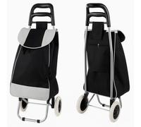 BURAKH 35L Lightweight Shopping Trolley with 2 Wheels - Heavy Duty Waterproof Grocery Cart, Utility Carts, Pull-Along Travel Luggage Bag Foldaway Shopping Cart Grocery Bag for Easy Storage (Black)