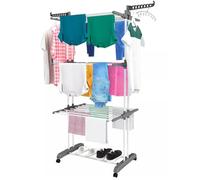 BURAKH 4-Tier Adjustable Stainless Steel Clothes Airer Drying Rack - Foldable, Rolling, Indoor & Outdoor Clothes Rail, Coat Stand, Laundry Hanging Rack