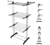 BURAKH 4 Tier Clothes Airer Rack Clothes Drying Rack Indoor & Outdoor Laundry Dryer Foldable Rail Hanger Hanging Stand Cloth & Shoe Shelf | Clothes Storage Rail | Hanging Rail | Shoe Rack (Black)