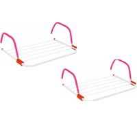 BURAKH 5 Bar Radiator Folding Airer Clothes Dryer Rack Towel Holder Drying Rail 3M Laundry Folding Airer for Washing, Caravan, and Home Use (Pack of 2)
