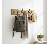 BURAKH Coat & Hat Wall Mounted Hanger with 6 Hooks Stand - Wooden Door Modern Hooks | Wall Mounted Coat Hook Rack Hanger