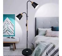 BURAKH Floor Lamp, Dual Heads Modern Design Floor Lighting, Tall Standing Lamp with 2 Adjustable Heads, Suitable for Living Room/Bedroom/Study Room/Office (Black)