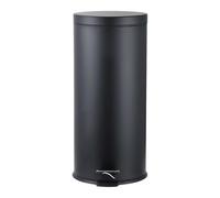 BURAKH Kitchen Bin, 30L Stainless Steel Pedal Bin with Removable Inner Bucket - Soft-Close Kitchen & Office Waste Bin, Hygienic Hands-Free Rubbish Bin (Black, 30L)