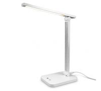 BURAKH LED Desk Lamp with USB Port - Dimmable Touch Control Table Lamp Adjustable Brightness Eye-Caring Light for Students & Adults (Silver)