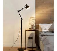BURAKH Modern Metal Floor Lamp Flexible Swing Arms Reading Floor Adjustable Tall Light | Reading Floor Lamp | LED Floor Light for Bedroom, Living Room - Bulb Not Include (Black)