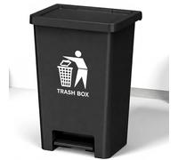 BURAKH Pedal Bin Kitchen Waste Bin 50L / 80L - Hands Free Foot Operated Trash Can with Lid - Heavy Duty Plastic Recycling Bin for Home, Office, Garden & Commercial Use (Black, 80L)