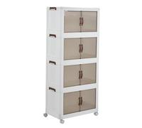 BURAKH Plastic 3/4 Drawer Storage Cabinet - Multi-Purpose Organiser Unit for Home & Office, Stackable with Front-Opening Drawers and Smooth Rolling Wheels, Durable White Plastic Design (4 Drawer)