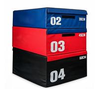 BURAKH Plyometric Jumping Box Set Soft Foam Stackable Exercise Fitness Gym Plyo Boxes | Premium Stackable Plyo Boxes for Home & Commercial Gyms (Set of 3 (Blue+Red+Black))