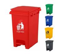 BURAKH Recycling Dustbin Rubbish Trash Bin | Pedal Bin Waste Trash Kitchen Indoor Outdoor | (Red, 15 L)
