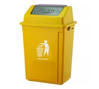 BURAKH Recycling Swing Lid Bin 30-40L Plastic Rubbish Waste Dustbin - BPA-Free PP Kitchen Trash Can for Home, Office & Commercial Use (YELLOW (30L))
