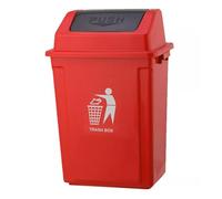 BURAKH Recycling Swing Lid Bin 30-40L Plastic Rubbish Waste Dustbin - BPA-Free PP Kitchen Trash Can for Home, Office & Commercial Use (RED (40L))