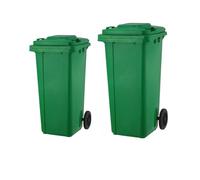 BURAKH Recycling Wheelie Bin Dustbin Rubbish Waste Trash Kitchen Home Office 100L 120L EN840 | Outdoor Rubbish Waste Bin with Wheels | Recycling Food Dustbin Outdoor Wheelie Bin Green (120L)