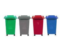 BURAKH Recycling Wheelie Bin Dustbin Rubbish Waste Trash Kitchen Home Office 30L 50L | Indoor Outdoor Rubbish Waste with Wheels | Recycling Food Dustbin Outdoor Wheelie Bin Green/Red (Red, 50 Litre)