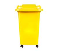 BURAKH Recycling Wheelie Bin Dustbin Rubbish Waste Trash Kitchen Home Office 30L 50L | Indoor Outdoor Rubbish Waste with Wheels | Recycling Food Dustbin Outdoor Wheelie Bin Green/Red (Yellow, 30L)