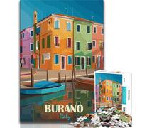 Burano Italy Jigsaw Puzzles for Teenagers 1000 Piece Puzzle,Game Toys Every Piece Is Unique - Challenging Family Fun Game 38x26cm