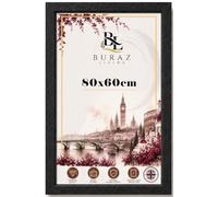 BURAZ LIVING Premium - 80 X 60CM Poster Frame With High-Definition Shatterproof Front For Multi-Orientation Wall Mounting | Elegant Poster Display, Premium Wall Decor - [Black]