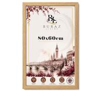 BURAZ LIVING Premium - 80 X 60CM Poster Frame With Lightweight Shatterproof Front For Multi-Orientation Wall Mounting | Elegant Poster Display, Premium Wall Decor - [Oak]