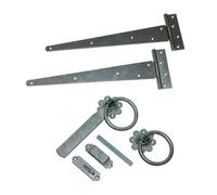 Burbage Iron Craft 18 Inch Carlton Single Gate Fittings, T - Hinge, Latch - Galvanised in Silver Burbage Iron Craft Silver
