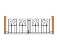 Burbage Iron Craft Abbey Modern Double Driveway Gate - Fits Gap of 2755 mm x 812 mm High in Black Burbage Iron Craft Black