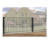 Burbage Iron Craft Abbey Modern Fence Panel - Steel - Fits Gap of 1830 mm x 812 mm High in Black Burbage Iron Craft Black