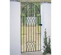 Burbage Iron Craft Abbey Modern Tall Arch Bow Top Single Gate, Fits Gap - W914 x H1950 mm in Black Burbage Iron Craft Black
