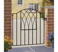 Burbage Iron Craft Abbey Modern Verona Low Bow Top Single Gate, Fits Gap - W955 x H940 mm in Black Burbage Iron Craft Black