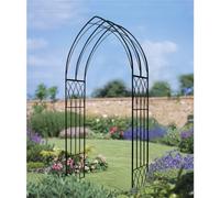 Abbey Metal Garden Rose Arch Arbour Modern Design 228cm High Black