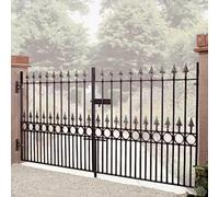 Burbage Iron Craft Balmoral Premium Spear Top Low Double Driveway Gate - Steel - Fits Gap 3353 mm X 1168 mm High - Electro Galv./black Powder Coated