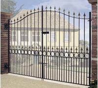Burbage Iron Craft Balmoral Premium Spear Top Tall Bow Top Double Gate - Steel - Fits Gap 2134 mm X 2082 mm High - Electro Galv./black Powder Coated