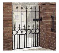 Burbage Iron Craft Balmoral Spear Top Single Gate - Steel - Fits Gap - W1067 x H1168mm in Black Burbage Iron Craft Black