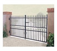 Burbage Iron Craft Corfe Spear Top Low Double Gate, Steel, Fits Gap, 2438 x 1168 mm High in Black Burbage Iron Craft Black