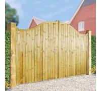 Burbage Iron Craft Drayton Tall Shaped Top Double Gate, Pressure Treated, W2400 x H1800mm in Brown Burbage Iron Craft Brown