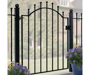 Burbage Iron Craft Manor-Weston Low Ball Top Single Gate, Fits Gap of 955 x 1041 mm High in Black Burbage Iron Craft Black