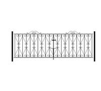 Burbage Iron Craft Regent Scroll Double Driveway Gate - Fits Gap of 2743 mm x 914 mm High in Black Burbage Iron Craft Black
