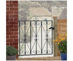 Burbage Iron Craft Regent Scroll Low Single Gate - Fits Gap of 838 mm x 914 mm High in Black Burbage Iron Craft Black