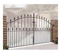Burbage Iron Craft Saxon Spear Top Arched Double Driveway Gate, Fits Gap W2134 x H1245mm in Black Burbage Iron Craft Black