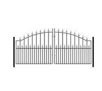 Burbage Iron Craft Saxon Spear Top Arched Double Driveway Gate, Fits Gap W2743 x H1245 mm in Black Burbage Iron Craft Black