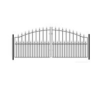 Burbage Iron Craft Saxon Spear Top Arched Double Driveway Gate, Fits Gap W3048 x H1245 mm in Black Burbage Iron Craft Black