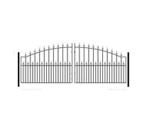 Burbage Iron Craft Saxon Spear Top Arched Double Driveway Gate, Fits Gap W3353 x H1245 mm in Black Burbage Iron Craft Black