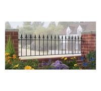 Burbage Iron Craft Saxon Spear Top Flat Railing Panel, Steel - Fits Gap - W1830 x H490mm in Black Burbage Iron Craft Black