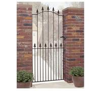 Burbage Iron Craft Saxon Spear Top Tall Bow Top Single Gate, Fits Gap - W1067 x H1976 mm in Black Burbage Iron Craft Black