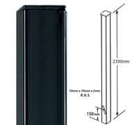 Burbage Iron Craft Sq. Flat Top Concrete-In Blank Post, Any Tall Gate L70 x W70 x H2350mm in Black Burbage Iron Craft Black