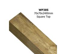 Burbage Iron Craft Square Top Wall Mounted Posts - Pressure Treated Scandinavian Redwood - L70 X W70 X H2400 mm