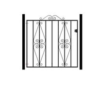 Burbage Iron Craft Stirling Scroll Low Flat Top Single Gate, Fits Gap - W1067 x H914 mm in Black Burbage Iron Craft Black