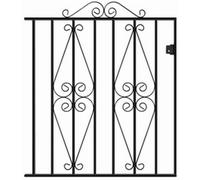 Burbage Iron Craft Stirling Scroll Low Flat Top Single Gate, Fits Gap - W1220 x H914 mm in Black Burbage Iron Craft Black
