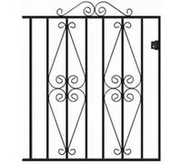 Burbage Iron Craft Stirling Scroll Low Flat Top Single Gate - Solid Steel - Fits Gap Of 1220 mm X 914 mm High - Electro Galv./black Powder Coated