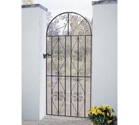 Burbage Iron Craft Stirling Scroll Tall Bow Top Single Gate - Solid Steel - Fits Gap Of 1220 mm X 1980 mm High - Electro Galv./black Powder Coated